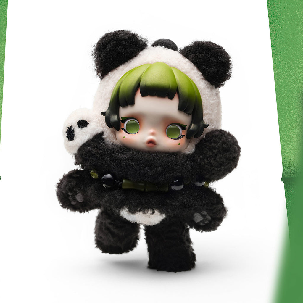 SKULLPANDA plush doll featuring a lazy panda design, perfect for collectors and enthusiasts