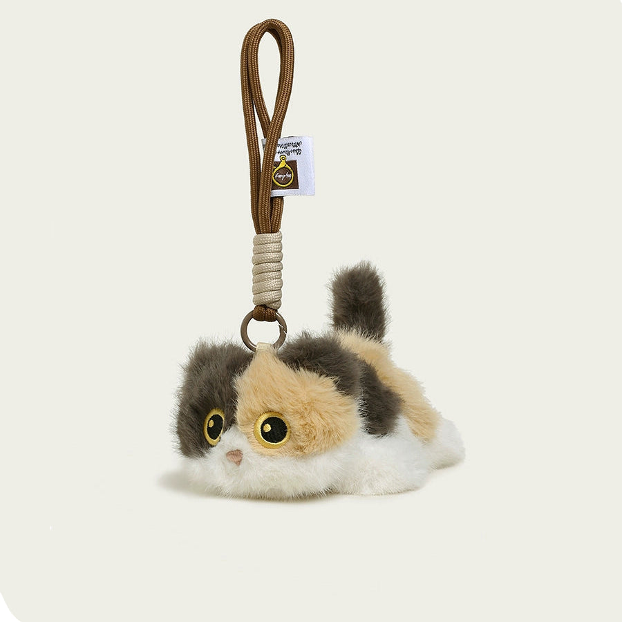 Calico cat plush keychain featuring soft fabric and detailed design, perfect gift for cat lovers