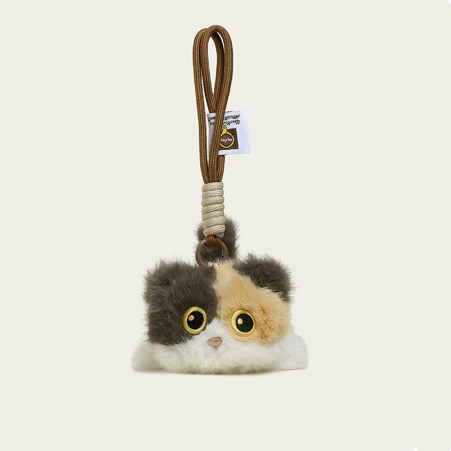Calico cat plush keychain featuring soft fabric and detailed design, perfect gift for cat lovers