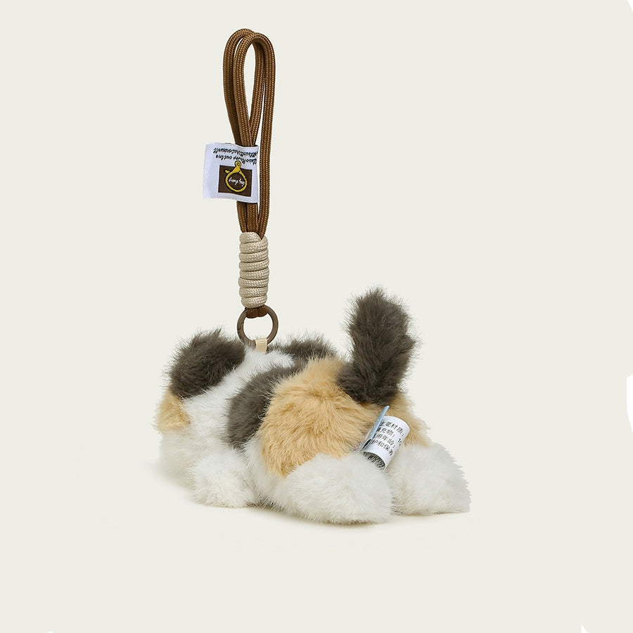 Calico cat plush keychain featuring soft fabric and detailed design, perfect gift for cat lovers