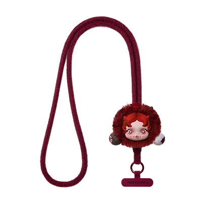 SKULLPANDA You Found Me! Series Phone Lanyard Blind Box with red character charm and strap.