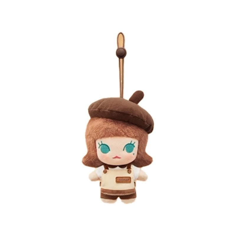 POP BEAN Coffee Factory Series Plush Pendant featuring a cute plush barista character with a brown beret.