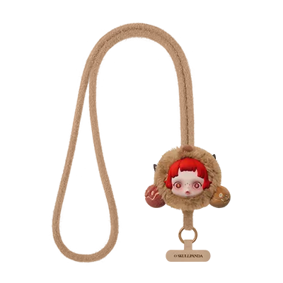 SKULLPANDA You Found Me! Series Phone Lanyard Blind Box with cute character design and furry strap.