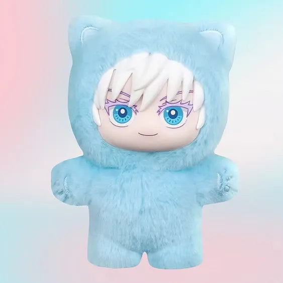Jujutsu Kaisen Cat Ear Plush Keychains Blind Box featuring a cute blue plush character.