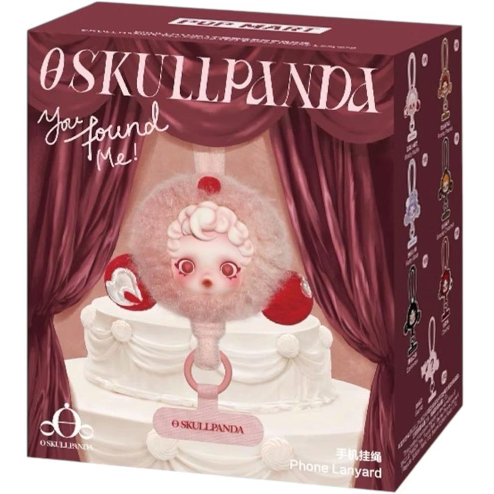 SKULLPANDA You Found Me! Series Phone Lanyard Blind Box packaging featuring unique character designs.