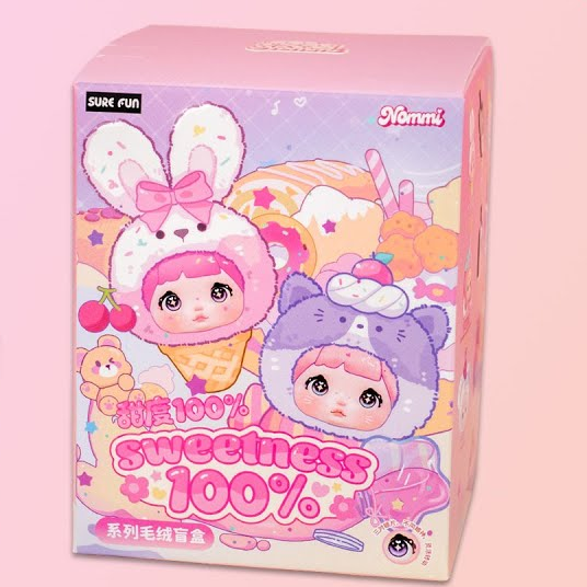 Nommi V9 100% Sweetness Series Blind Box featuring cute doll designs and vibrant packaging.