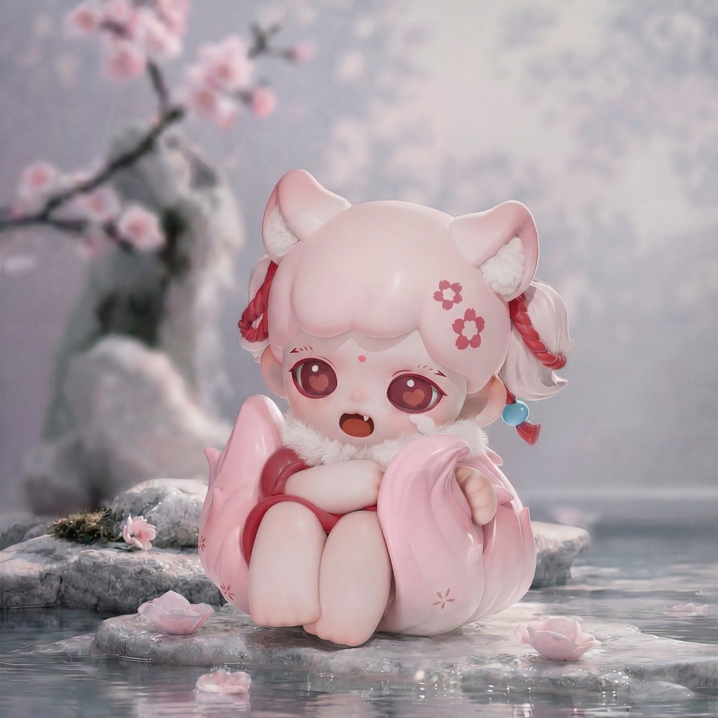 小物 THE SHISHIKUI Fox clear pink Zoraa_Fox_Kit_Figurine_Banner_
